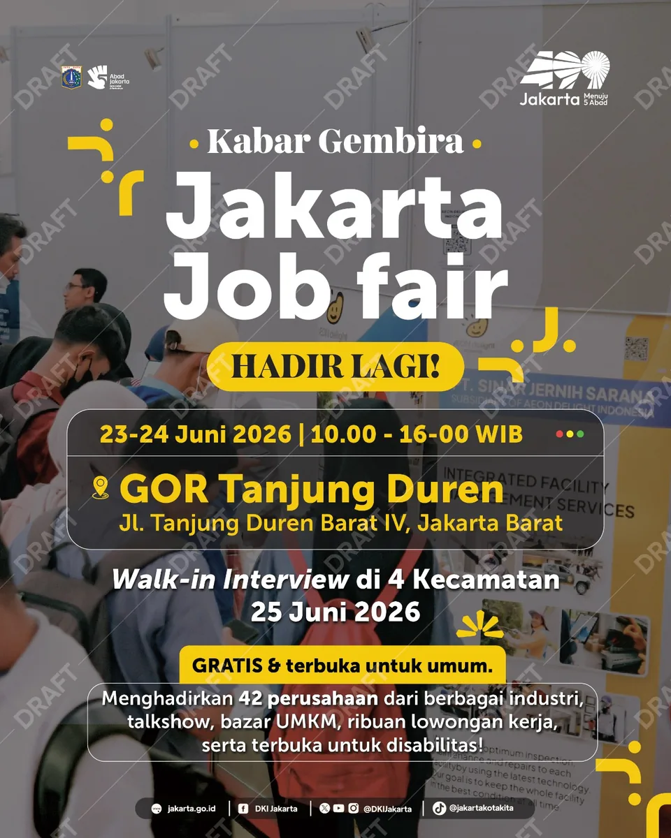 Job Fair Kabupaten Bantul 2026 (Suku Dinas TKTE Wilayah Kabupaten Bantul Barat) : 23-24 Juni 2026